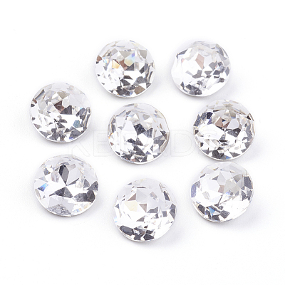 Pointed Back & Back Plated Glass Rhinestone Cabochons RGLA-J012-8mm-001-1