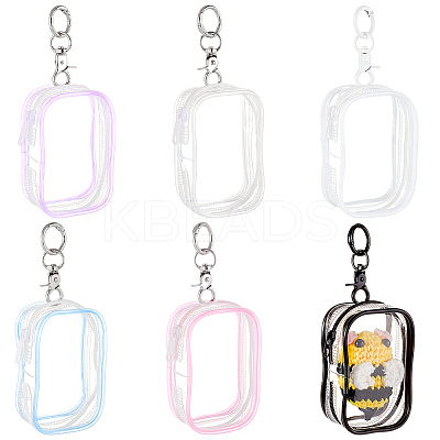6Pcs 6 Colors Portable Travel Transparent Plastic Zipper Bags with Alloy Clasps ABAG-GA0001-29A-1
