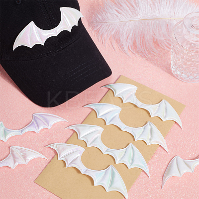 Demon Wing Rainbow Iridescent PU Leather Ornament Accessories DIY-WH0308-457A-1