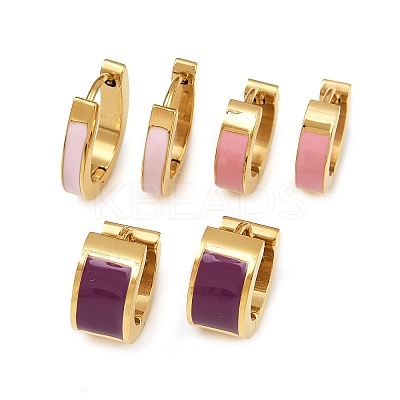 304 Stainless Steel Enamel Hoop Earrings EJEW-K268-20G-03-1