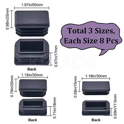 24Pcs 3 Style Plastic Furniture End Caps FIND-GF0005-30-1