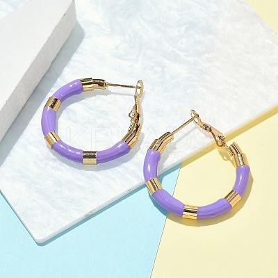 PVD Vacuum Plating 201 Stainless Steel Enamel Hoop Earrings for Women EJEW-B016-33D-1