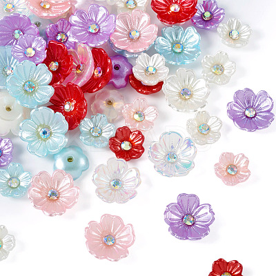 96Pcs 12 Styles Opaque Resin Pave Rhinestone Cabochons RESI-TA0002-33-1