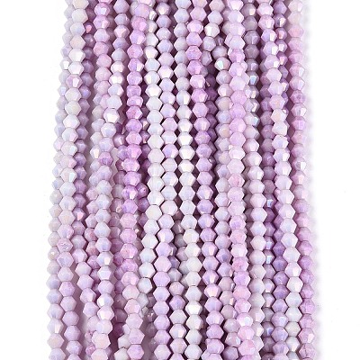 Anti-Tarnish Electroplate Bicone Glass Beads Strands X-EGLA-T021-4mm-16-01-1