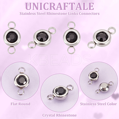 30Pcs 304 Stainless Steel Rhinestone Links Connectors STAS-UN0058-64-1