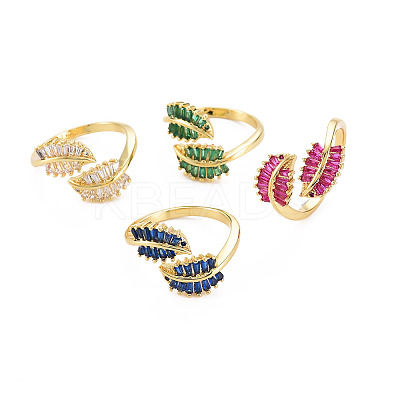 Brass Micro Pave Cubic Zirconia Cuff Rings RJEW-S045-152-1