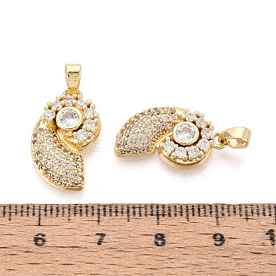 Brass Micro Pave Clear Cubic Zirconia Pendants KK-N259-11G-1