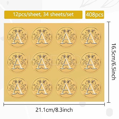 34 Sheets Self Adhesive Gold Foil Embossed Stickers DIY-WH0509-085-1