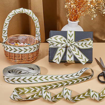 12.75M Polyester Leaf Pattern Ribbon OCOR-DC0001-28C-1