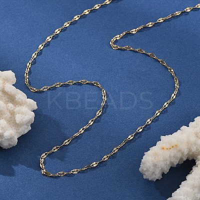 2MM 304 Stainless Steel Textured Dapped Chain Necklaces NJEW-T016-14G-1