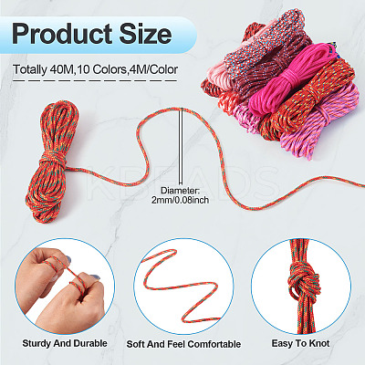 40M 10 Colors Polyester & Spandex Cord Ropes NWIR-TA0001-36-1