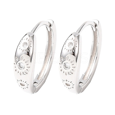 Fireworks 925 Sterling Silver Micro Pave Clear Cubic Zirconia Hoop Earrings EJEW-K317-02P-1