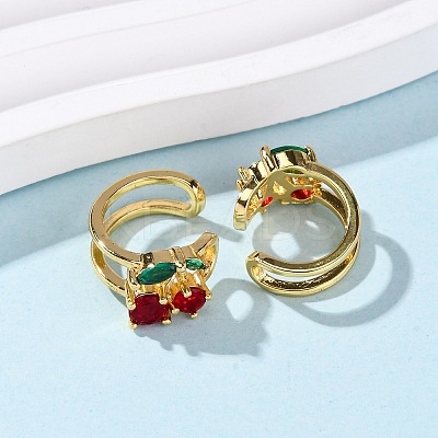 Brass Micro Pave Cubic Zirconia Cuff Earrings EJEW-D328-06G-03-1