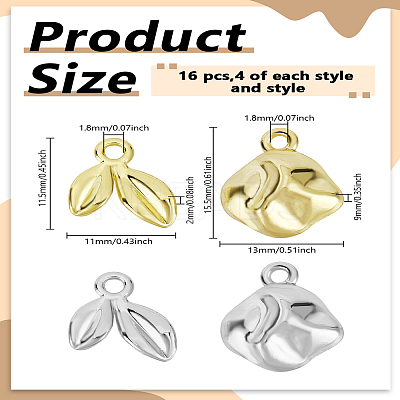 16Pcs 4 Styles Rack Plating Alloy Pendants FIND-LP0005-54-1