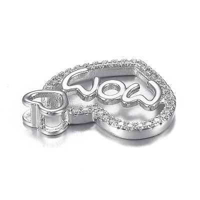 Brass Micro Clear Cubic Zirconia Pendants ZIRC-F120-045P-1