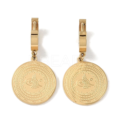 Flat Round 304 Stainless Steel Dangle Earrings EJEW-L283-027G-1