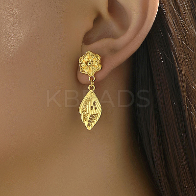 Flower Feather Pendant Alloy Stud Earrings EC7501-1