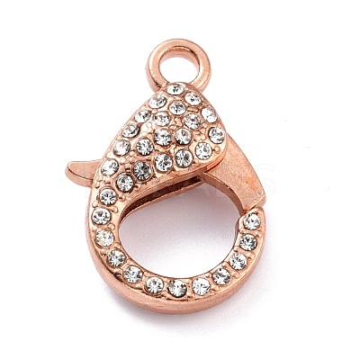 Alloy Rhinestone Lobster Claw Clasps PALLOY-L166-01-1