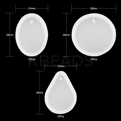 30Pcs 3 Style DIY Silicone Pendant Molds DIY-LS0003-16-1