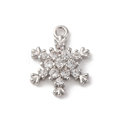 Brass Pave Clear Cubic Zirconia Charms KK-V016-03P-1