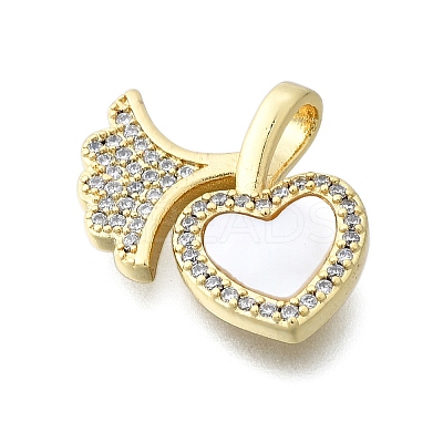 Brass Micro Pave Clear Cubic Zirconia Pendants KK-V010-30G-1