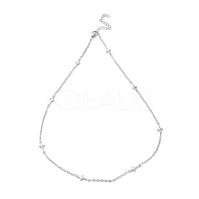 Non-Tarnish 304 Stainless Steel Cross Link Chain Necklace NJEW-K249-06P-1