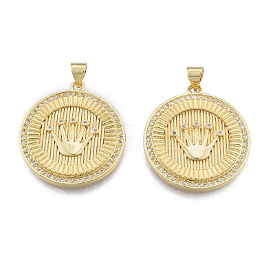 Brass Micro Pave Clear Cubic Zirconia Pendants KK-G431-08G-1