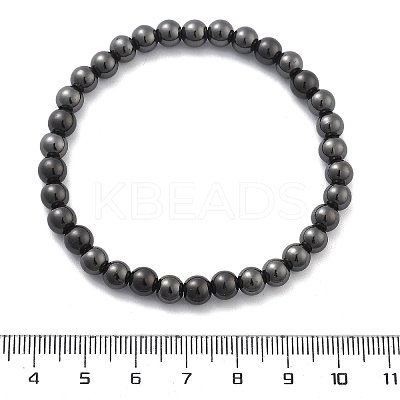 Brass Round Beaded Stretch Bracelets for Men Women BJEW-G736-01-1