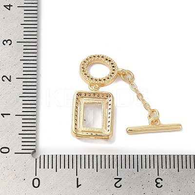 Brass Micro Pave Clear Cubic Zirconia Toggle Clasps LS-KK-N254-87G-1