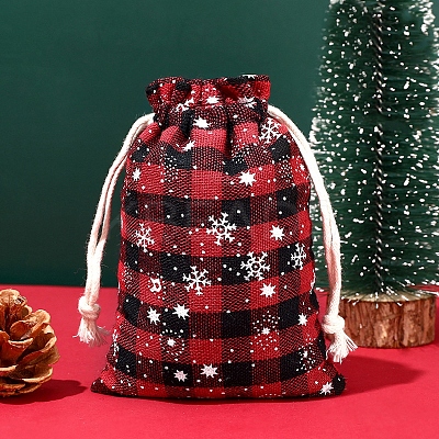 Christmas Themed Burlap Drawstring Bags LS-XMAS-PW0001-236D-1