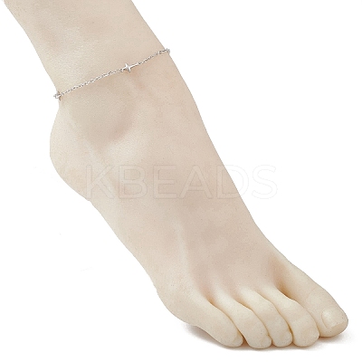 304 Stainless Steel Cross Link Anklets AJEW-AN00722-01-1