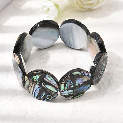 Natural Abalone Paua Shell Stretch Beaded Stretch Bracelets for Women BJEW-A151-01-1
