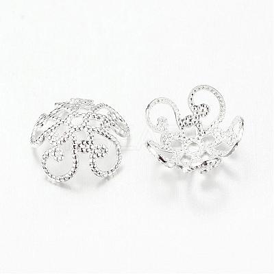 5-Petal Filigree Brass Bead Caps KK-B218-S-1
