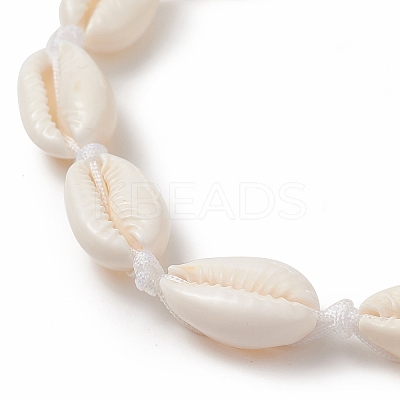 Natural Cowrie Shell Braided Beaded Anklets AJEW-AN00516-01-1