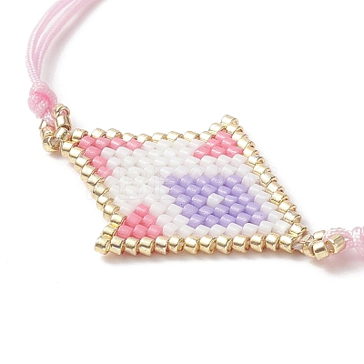 Rhombus Handmade Loom Pattern Glass Seed Braided Bead Bracelets BJEW-MZ00008-1