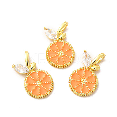 Rack Plating Brass Micro Pave  Cubic Zirconia Pendants KK-B068-31G-1
