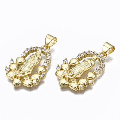 Brass Micro Pave clear Cubic Zirconia Pendants ZIRC-N039-168-NF-1
