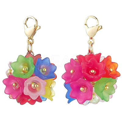 Hydrangea Flower Acrylic Pendant Decoration HJEW-TA00294-1