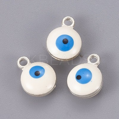 Double-sided Platinum Plated Alloy Enamel Charms ENAM-WH0046-B10-1