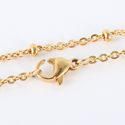 Ion Plating(IP) 304 Stainless Steel Cable Chain Necklaces NJEW-F201-08G-1