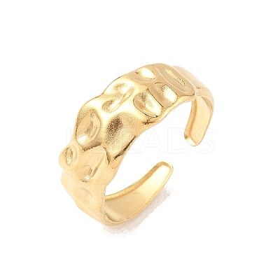 Hammered 304 Stainless Steel Cuff Rings LS-RJEW-S626-04G-1