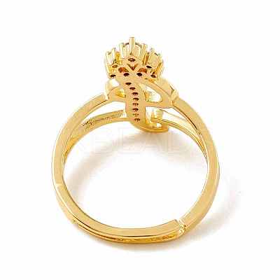 Clear Cubic Zirconia Initial Letter with Crown Adjustable Ring RJEW-M139-17I-1