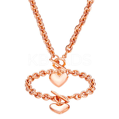 Heart Stainless Steel Pendant Necklaces & Charm Bracelets Sets FS-WG8EF15-03-1