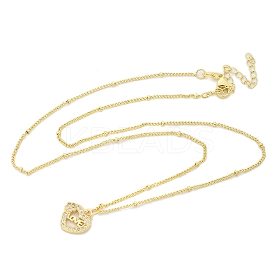 Brass Micro Pave Clear Cubic Zirconia Hollow Love Heart Pendant Necklaces for Women NJEW-M088-02G-03-1