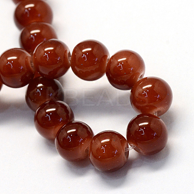 Baking Paint Imitation Jade Glass Round Bead Strands X-DGLA-Q021-6mm-11-1