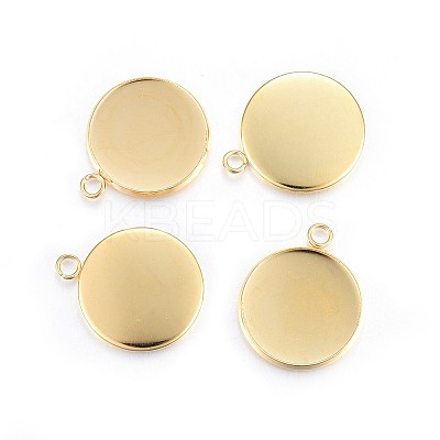 Rack Plating 304 Stainless Steel Pendant Cabochon Settings LS-STAS-F191-14G-F-1