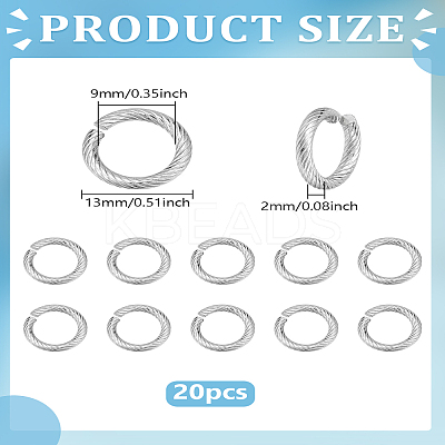 20Pcs 304 Stainless Steel Twisted Open Jump Rings STAS-LP0004-97-1