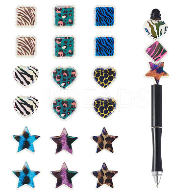 30Pcs 3 Styles Rainbow Iridescent Printed Opaque Acrylic Beads OACR-TA0004-52C-1