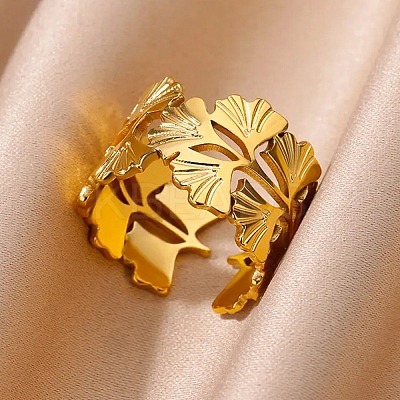 304 Stainless Steel Adjustable Open Cuff Rings for Women RJEW-U060-03E-G-1