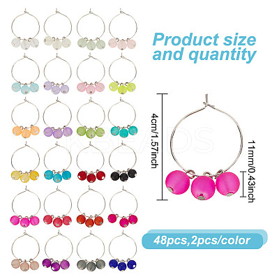 48Pcs 24 Colors Brass Wine Glass Charms AJEW-GO00008-1